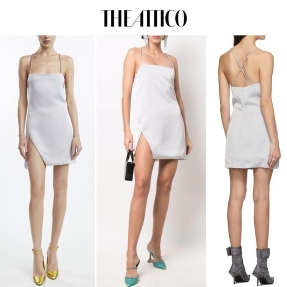 THE ATTICO Fujiko Satin Minidress in Silver sz US 8 IT 44 890$